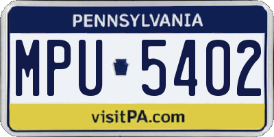 PA license plate MPU5402