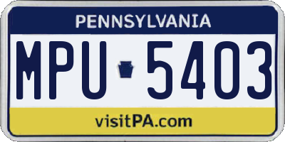 PA license plate MPU5403