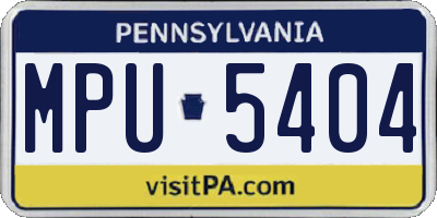 PA license plate MPU5404