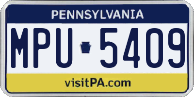 PA license plate MPU5409