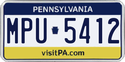 PA license plate MPU5412