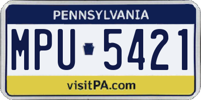 PA license plate MPU5421