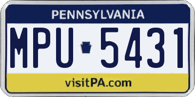 PA license plate MPU5431