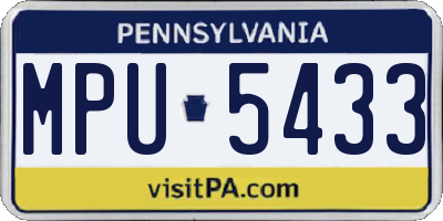 PA license plate MPU5433