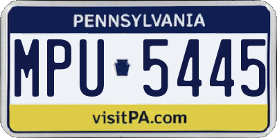 PA license plate MPU5445
