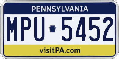 PA license plate MPU5452