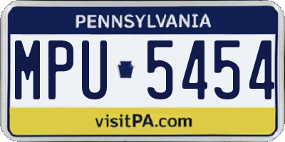 PA license plate MPU5454