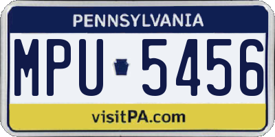 PA license plate MPU5456