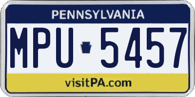 PA license plate MPU5457