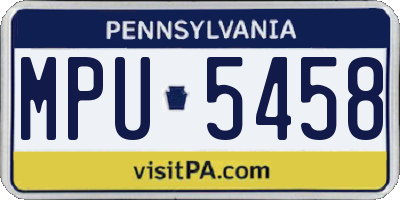 PA license plate MPU5458