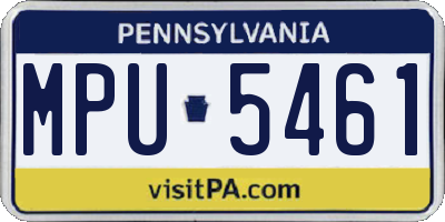 PA license plate MPU5461