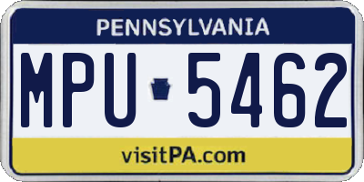 PA license plate MPU5462