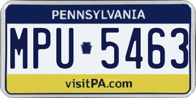PA license plate MPU5463