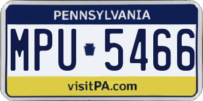 PA license plate MPU5466