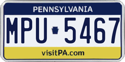 PA license plate MPU5467