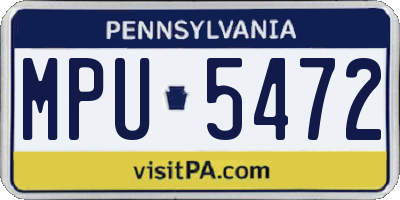 PA license plate MPU5472