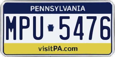 PA license plate MPU5476