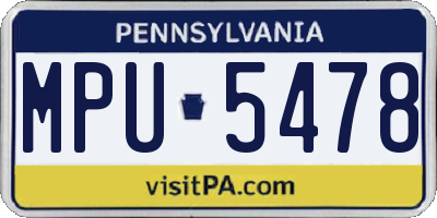 PA license plate MPU5478