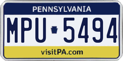 PA license plate MPU5494