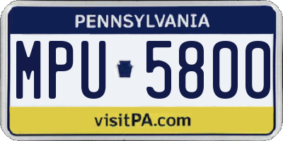 PA license plate MPU5800