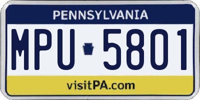 PA license plate MPU5801