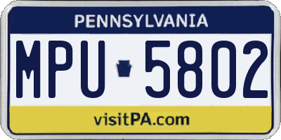 PA license plate MPU5802