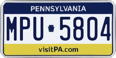 PA license plate MPU5804