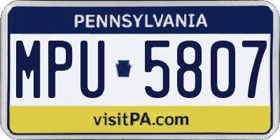 PA license plate MPU5807