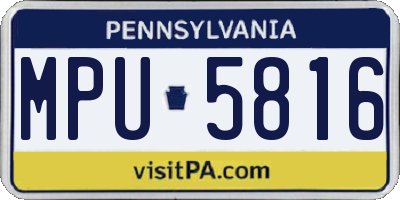 PA license plate MPU5816