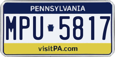 PA license plate MPU5817