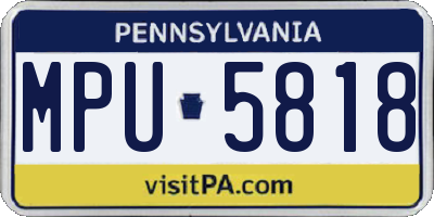 PA license plate MPU5818