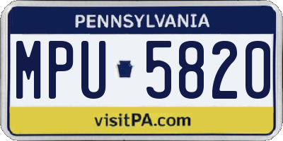 PA license plate MPU5820