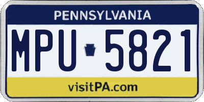 PA license plate MPU5821