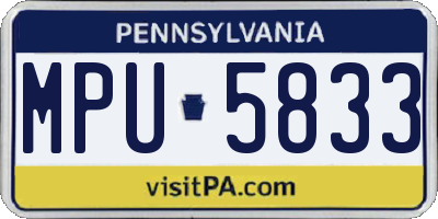 PA license plate MPU5833