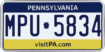 PA license plate MPU5834