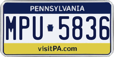 PA license plate MPU5836