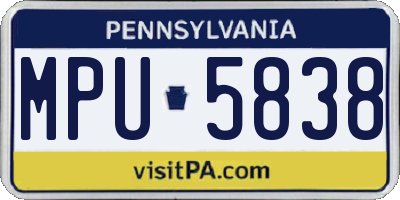 PA license plate MPU5838