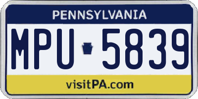 PA license plate MPU5839