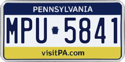 PA license plate MPU5841