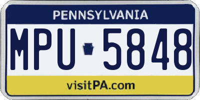 PA license plate MPU5848