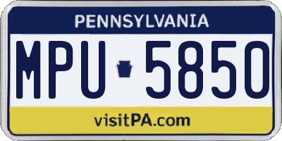 PA license plate MPU5850