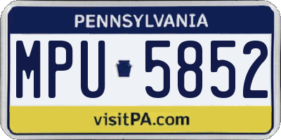 PA license plate MPU5852