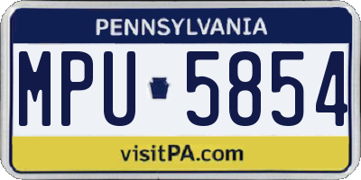 PA license plate MPU5854