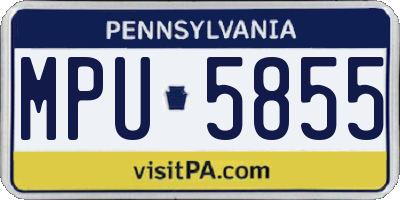 PA license plate MPU5855