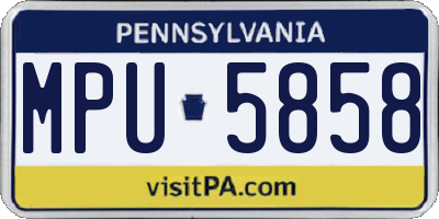PA license plate MPU5858