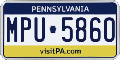 PA license plate MPU5860