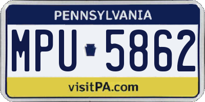 PA license plate MPU5862