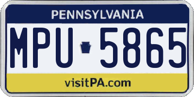 PA license plate MPU5865