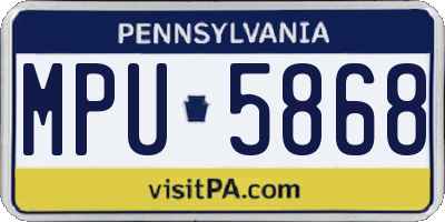 PA license plate MPU5868