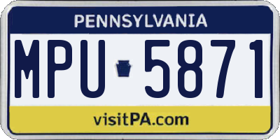 PA license plate MPU5871